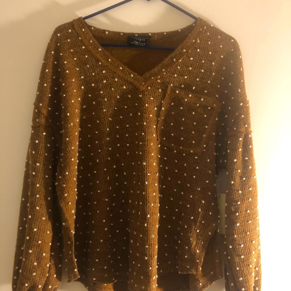 Flower and Feather Brown Dot Sweater